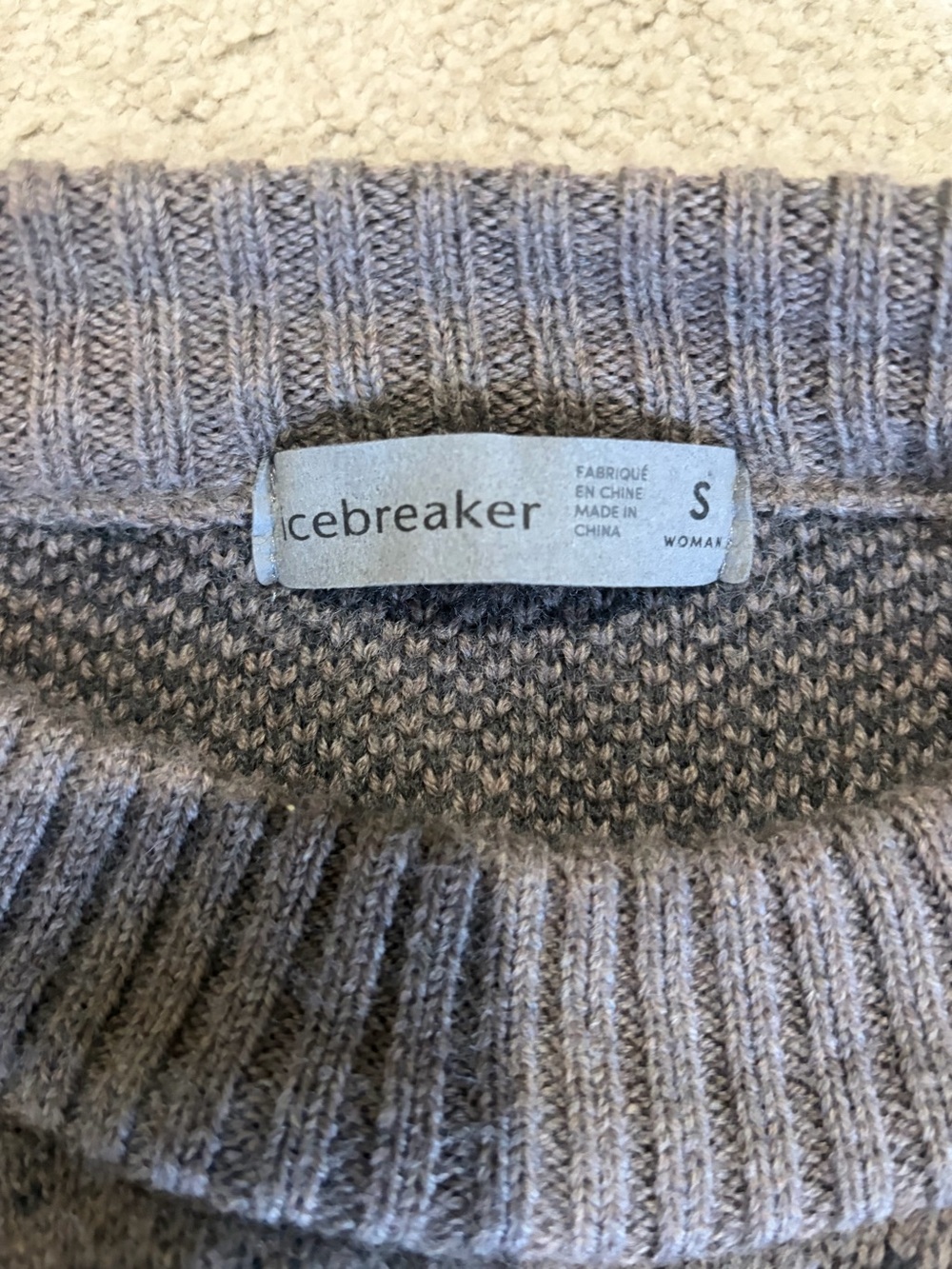 Icebreaker Sweater, Women’s Long Sleeve S Crewneck Wool Sweater in Greige/Blue - Picture 11 of 11